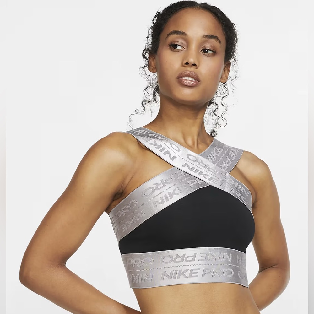 Nike Pro Metallic Crossover Bra/Crop Top - Size Medium